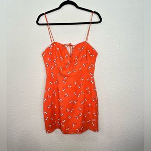 SUPERDOWN orange cherry print mini dress